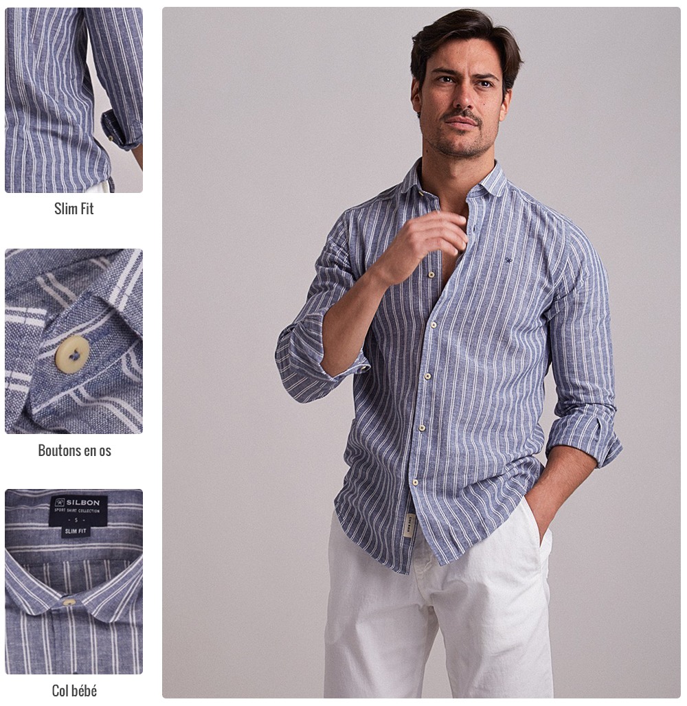 chemise casual double rayure